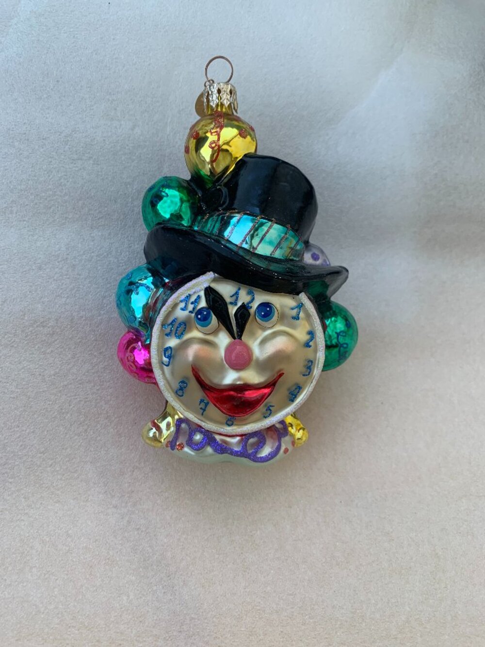 Vintage CHRISTOPHER RADKO WOUND MIDNIGHT CLOCK GLASS ORNAMENT 2001 Mouth Blown